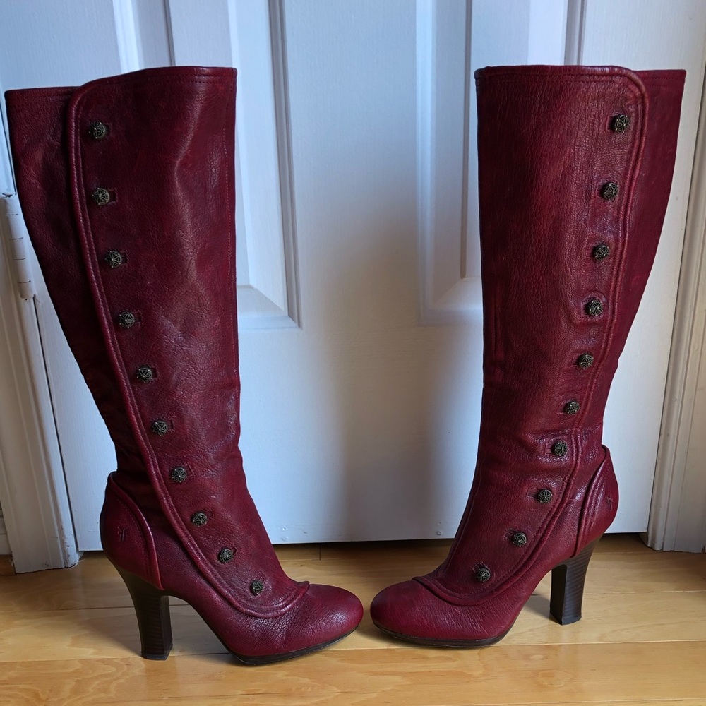 Frye Matilda Button Boot: Cranberry, size 7.5